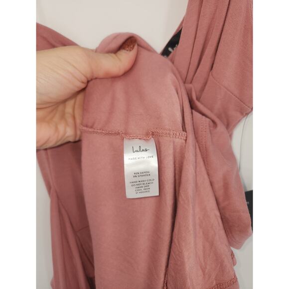 Lulu's One-Shoulder Wrap Waist Romper Mauve Pink Size M - Picture 10 of 12